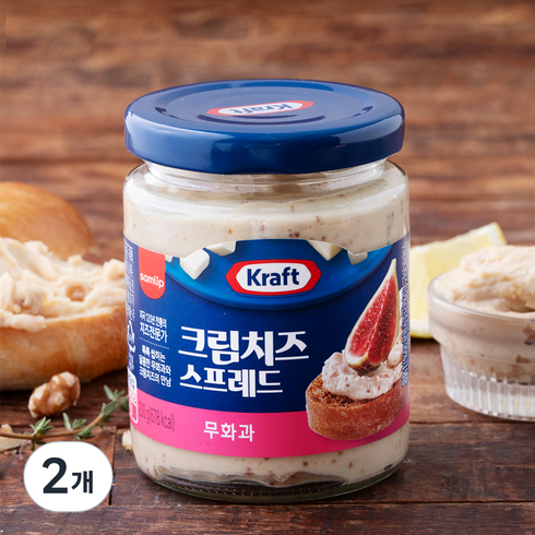 무화과크림치즈 - 크래프트 크림치즈 스프레드 무화과, 200g, 2개