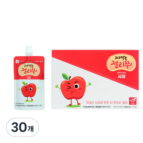 맑은농장 짜먹는 젤리쭈 사과, 100ml, 30개