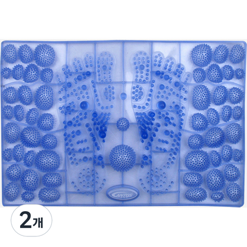 발바닥 지압판 경혈매트 CT-720K, 2개, 투명블루