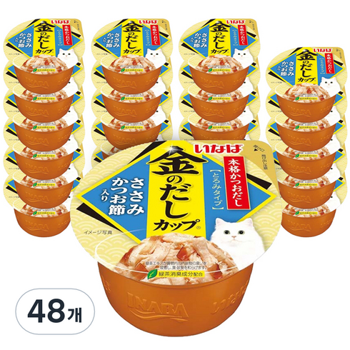 이나바 금빛육수컵 닭가슴살 앤 가츠오부시 IMC-147, 혼합맛(닭가슴살/가츠오부시), 70g, 48개