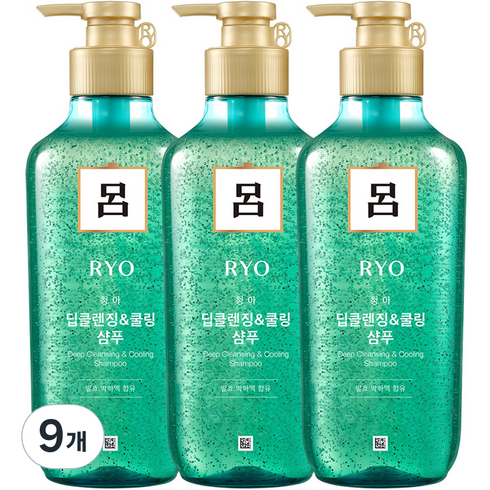 려 청아 딥클렌징 쿨링 샴푸, 9개, 550ml