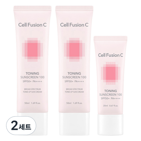 셀퓨전씨 토닝 썬스크린 SPF50+ PA++++ 50ml x 2p + 20ml 세트, 2세트