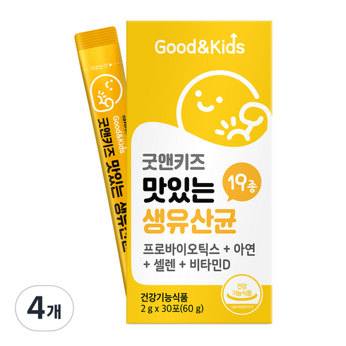 내츄럴플러스 굿앤키즈 맛있는 생유산균 30포, 60g, 4개