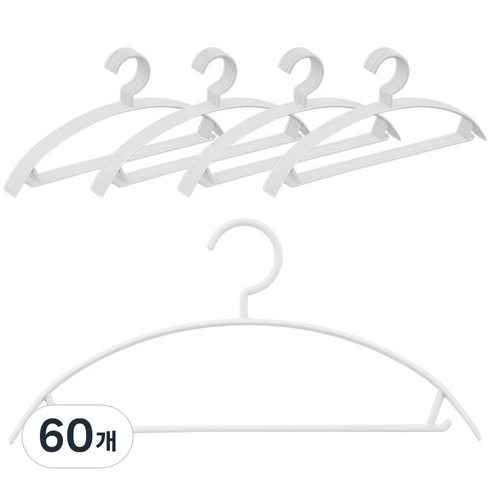 생활공식 어깨뿔방지 옷걸이, 화이트, 60개