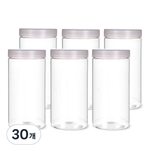 화이트1000ml - 팜스용기 팜스원형 밀폐용기 화이트 1000ml, 30개, 본체 + 뚜껑