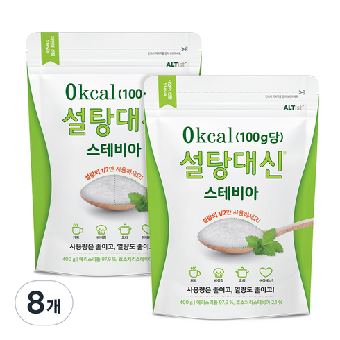 바이오믹스 설탕대신 스테비아 에리스리톨 설탕, 400g, 8개