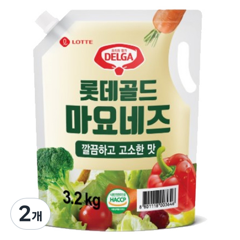 롯데푸드 골드 마요네즈 스파우트 파우치, 3.2kg, 2개