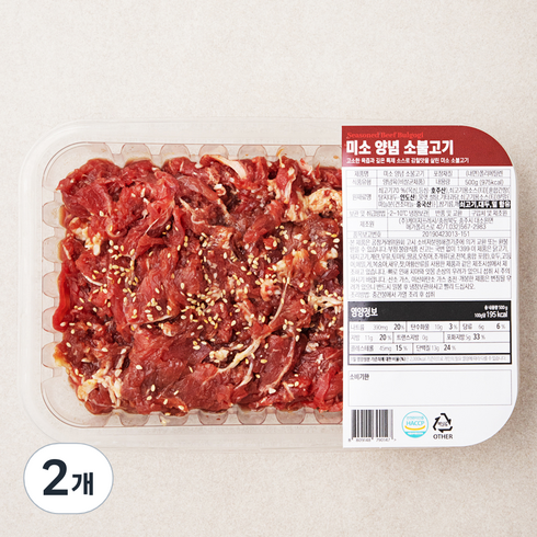 불고기 - 미소 양념 소불고기, 500g, 2개