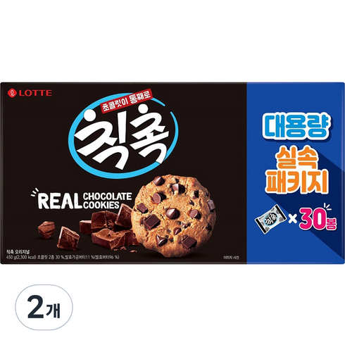 롯데웰푸드 칙촉 초콜릿쿠키 실속패키지, 450g, 2개
