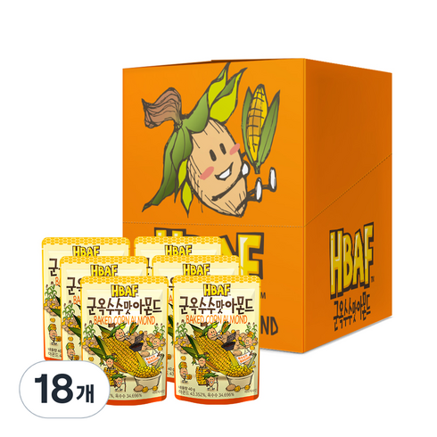 HBAF 군옥수수맛 아몬드, 40g, 18개