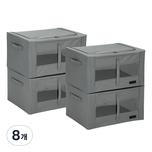 부직포정리함 - 조은리빙 스토리지 리빙박스 56L, 그레이, 8개