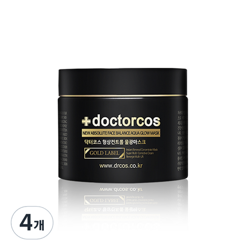 닥터코스 형상 컨트롤 아쿠아 글로우 골드라벨 물광 마스크 팩, 110ml, 4개