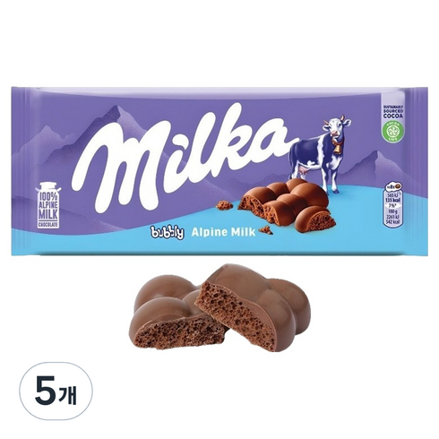 밀카 초콜릿 버블리, 100g, 5개