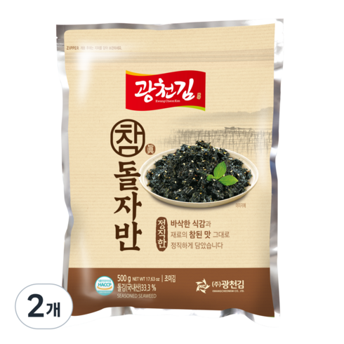 광천 해신 김자반 500g - 광천김 참 돌자반, 500g, 2개