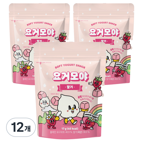 요거모야 - 요거모야 동결건조 요거트 큐브, 딸기맛, 17g, 12개