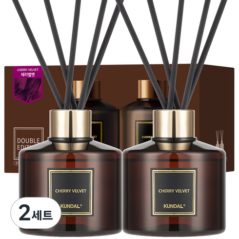쿤달 퍼퓸 디퓨저, 체리벨벳향, 400ml, 2세트