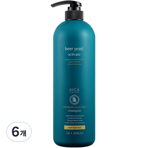아브카 맥주효모 두피케어 대용량 탈모 기능성샴푸, 6개, 1000ml
