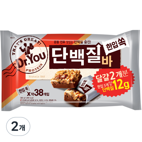 닥터유단백질바미니 - 닥터유 한입쏙 단백질바, 380g, 2개