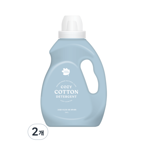 그린핑거 포근한 코튼 세탁세제 본품, 1.4L, 2개