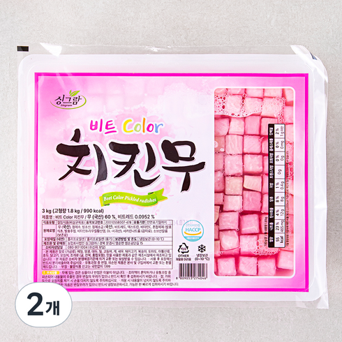 치킨무 깍두기 - 싱그람 비트 컬러 치킨무, 2개, 3kg