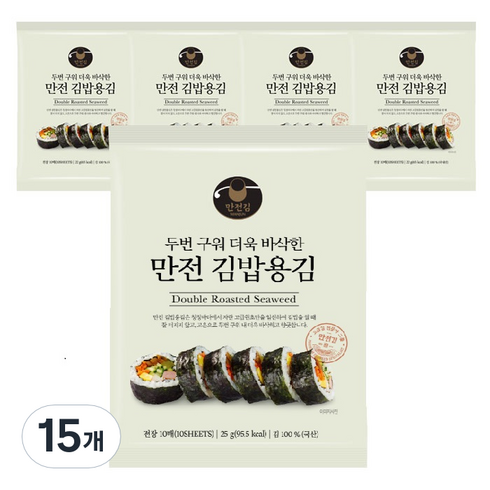 김밥김 - 만전김 두번구워 더욱 바삭한 만전 김밥용김 10매, 25g, 15개