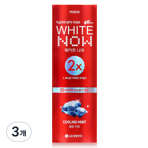 페리오 화이트나우 쿨링민트치약, 120g, 3개