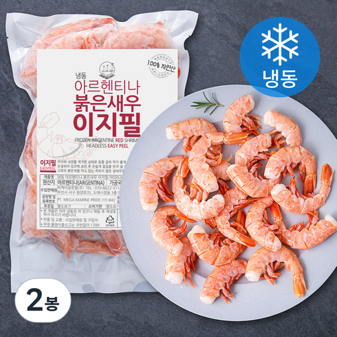 바이킹스워프 아르헨티나 자연산 홍새우  400g x 4팩  - 바다몰 자연산 아르헨티나 붉은새우 이지필 (냉동), 600g(대), 2봉