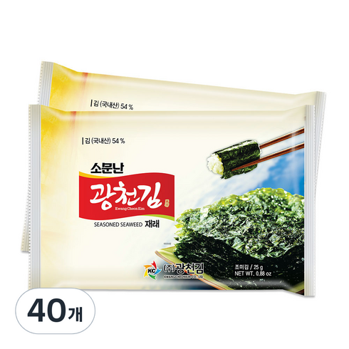 광천김 소문난 재래 전장김, 25g, 40개