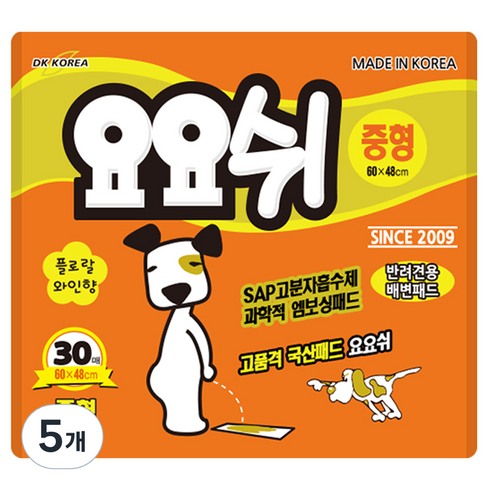 요요쉬 애견 배변패드 플로랄 와인향, 30개입, 5개