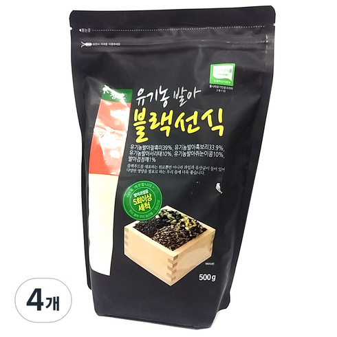 블랙선식 - 청오 유기농 발아 블랙선식, 4개, 500g