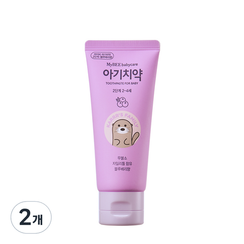 마이비치약 - 마이비 유아용 치약 2단계 블루베리향, 50g, 2개