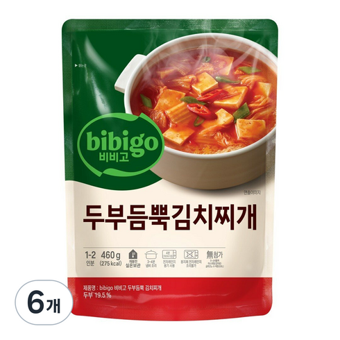 비비고김치찌개 - 비비고 두부듬뿍 김치찌개, 460g, 6개