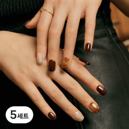 데싱디바 매직프레스 네일팁 세트, 딥 에스프레소, 5개