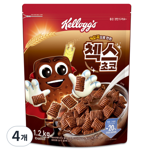 켈로그 오곡으로 만든 첵스 초코 시리얼, 1.2kg, 4개