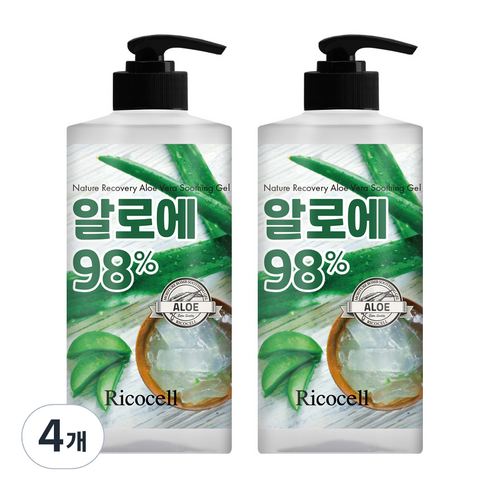 리코셀 알로에 수딩젤 대용량, 1000ml, 4개