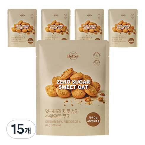 잇츠베러 제로슈가 스윗오트 쿠키, 40g, 15개