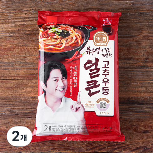 삼립 하이면 얼큰 고추 우동 2인분, 446g, 2개
