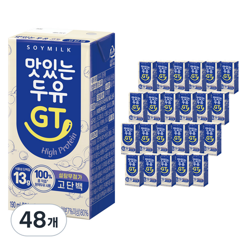 맛있는두유GT 고단백 두유, 190ml, 48개