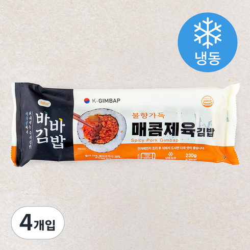 올곧 바바김밥 매콤제육김밥 (냉동), 4개입, 230g