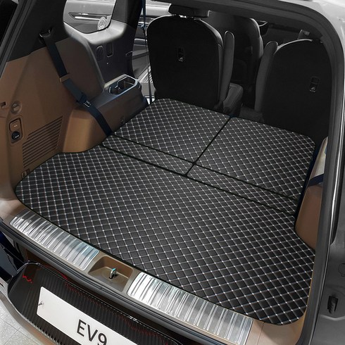 지엠지모터스 3D 퀼팅 가죽 차박 트렁크 매트 풀 세트, 기아 EV9 (2023년~), 블랙