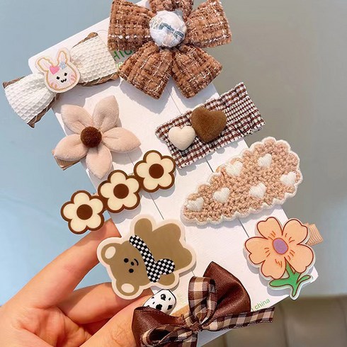 아기머리핀 - 꼼지 여아용 S크림 헤어핀 9종 세트