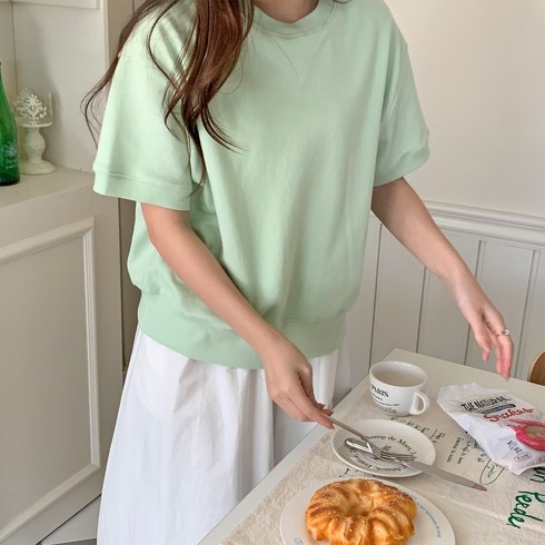 프로밀 박시 베이직 반팔 맨투맨 cpt12139k32