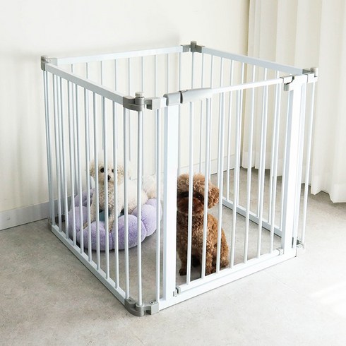 딩동펫 반려동물 스마트 반자동 안전문 울타리 4단, 화이트