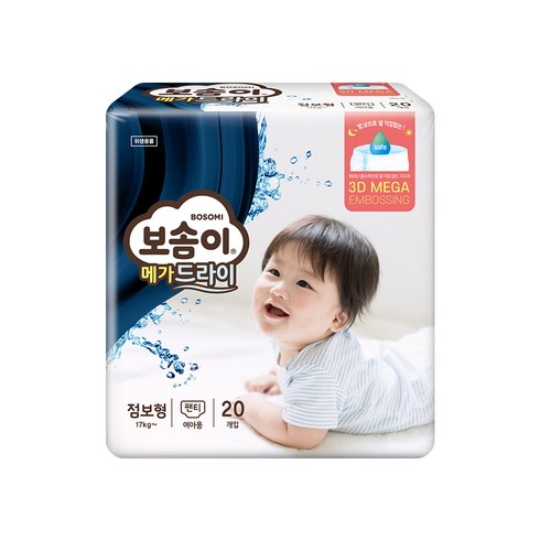 보솜이 메가드라이 팬티형 기저귀 여아용, 점보형(2XL), 20매