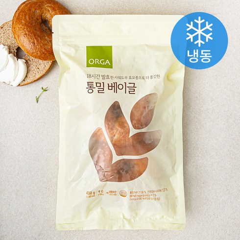 통밀베이글 - ORGA 통밀 베이글 4입 (냉동), 400g, 1개