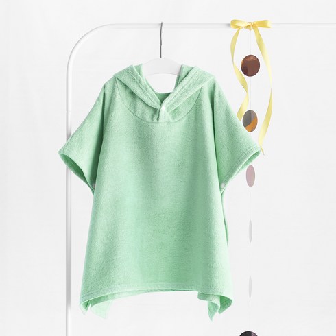 맘스네이처 유아용 대나무 밤부 100 Ver 2 후드 판초 목욕타올 L, 민트, 1개