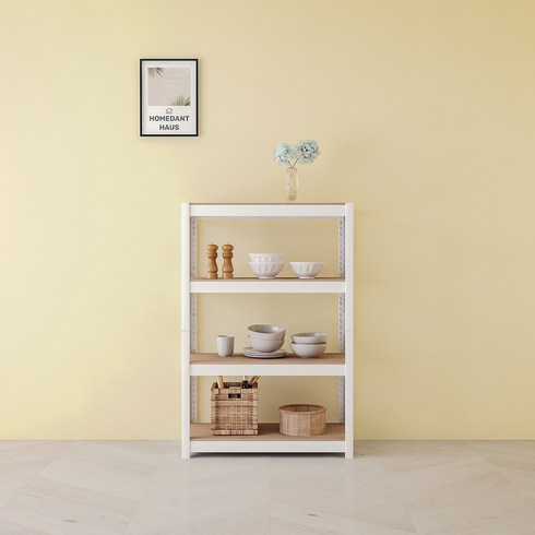 스피드랙 업그레이드형 홈던트하우스 철제 선반 4단, 화이트