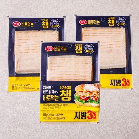 닭고기햄 - 하림 바로먹는 챔 3개입, 180g, 1개