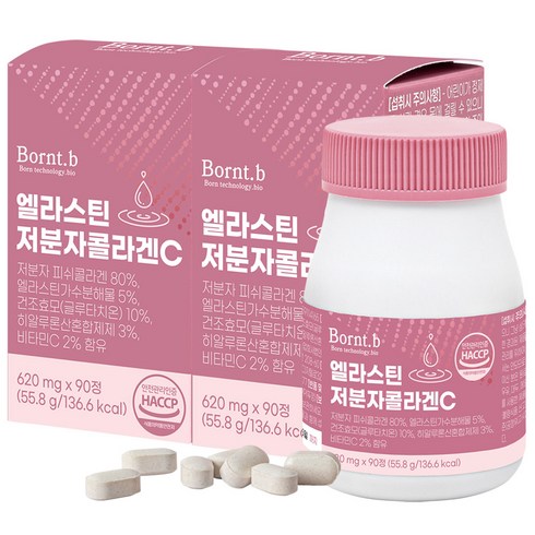 엘라스틴저분자콜라겐600mgx90정 - 본트비 엘라스틴 저분자 콜라겐C 55.8g, 90정, 2개