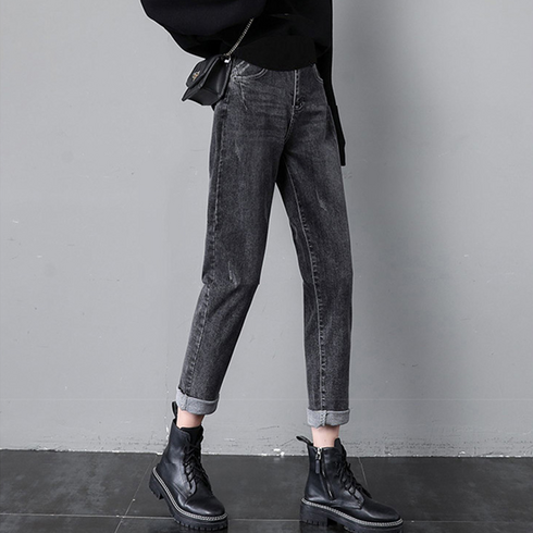 에이홉 임부 롤업 일자 청바지